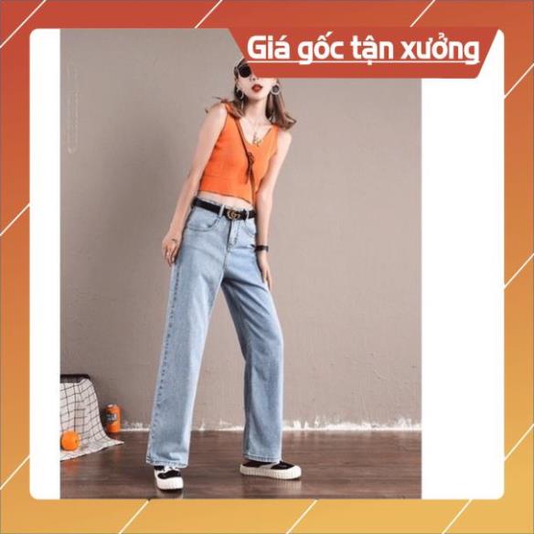 Quần jean bò ống suông rộng nữ lưng cao chất vải đẹp xịn hàng Quảng châu phong cách Hàn Quốc style Hot 2021-HAPONO-J045 | BigBuy360 - bigbuy360.vn