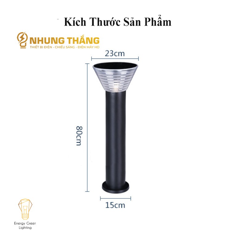 Đèn Cột Sân Vườn Hình Nón DSV-2180 - Chiều Cao 80cm - Sử Dụng Điện Và Dùng Năng Lượng Mặt Trời - Chống Nước IP65