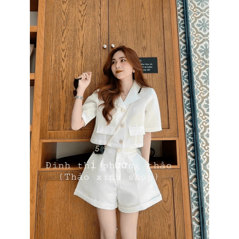 Sét Bộ Cổ Vest Tay Lỡ Kết Hợp Quần Kiểu Rộng Chất Xốp Thái Nhẹ Mát Mặc Đẹp [NEW UNISEX]