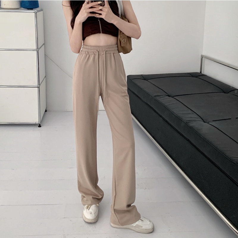 QADCOL Quần ống rộng Lưng Thun Màu Sắc Đơn Giản Thời Trang Cho Nữ