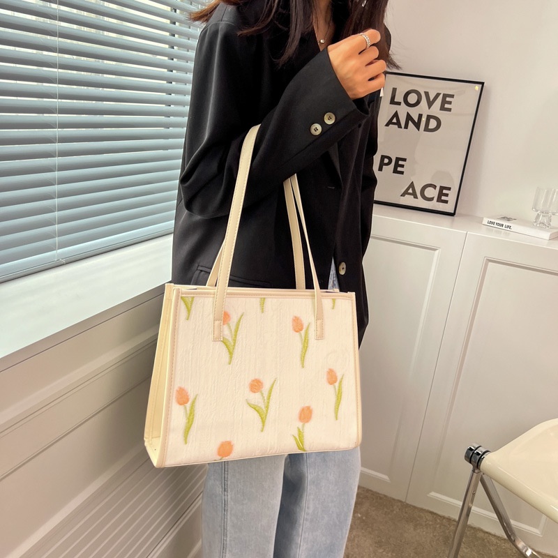 Túi Đeo JASMIN NOIR Chéo Nắp Gập Vải Canvas In Họa Tiết Hoa Xinh Xắn Thời Trang Cho Nữ