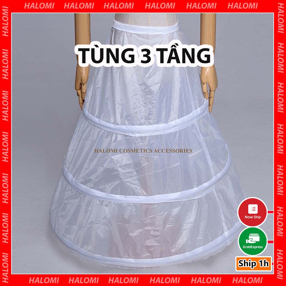 Tùng phồng váy cưới cô dâu 3 tầng vải bóng chuyên dùng cho váy cưới khung dẻo dễ uốn gấp gọn
