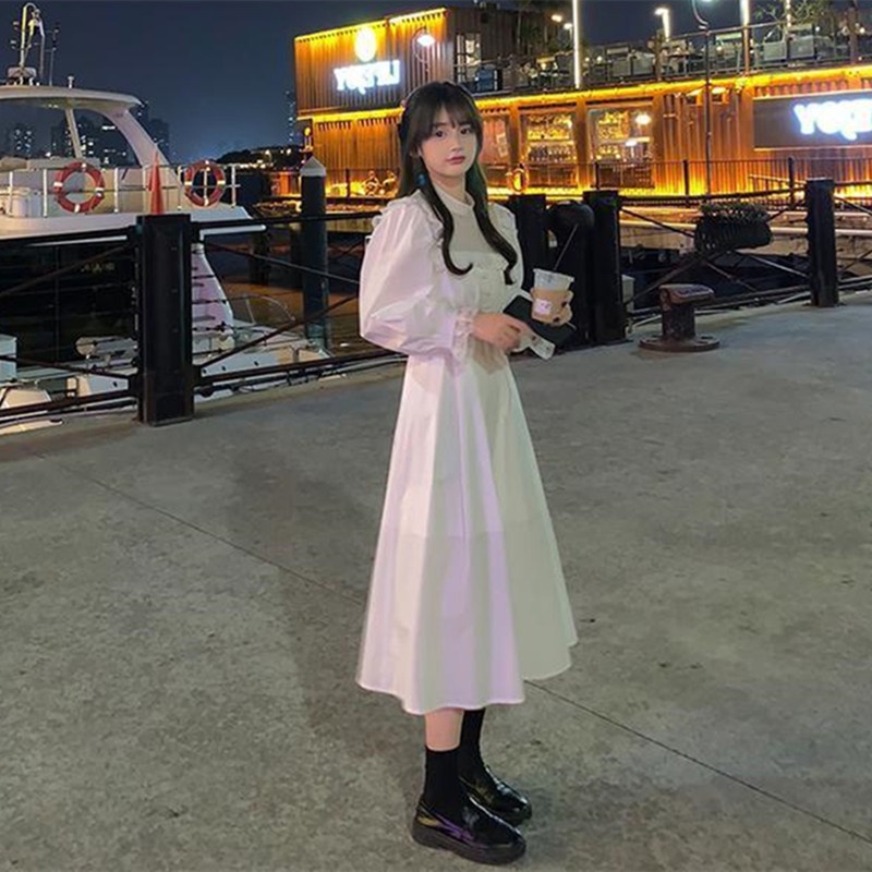 IELGY Đầm Phối Ren Chiết Eo Kiểu Dáng Nhẹ Nhàng Thanh Lịch Cho Nữ