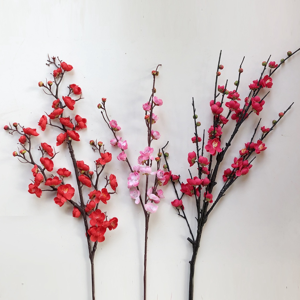 Cành hoa đào cổ, đào phai , mận trắng dài 80cm cắm lọ trang trí Tết, làm mẹt treo cửa