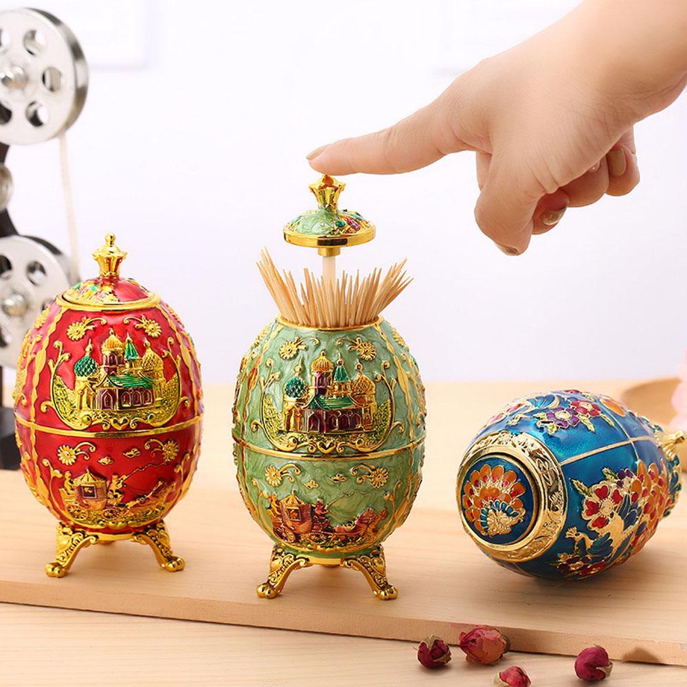 1 Hộp Đựng Tăm Xỉa Răng Hình Quả Trứng Phong Cách Châu Âu Ốp
