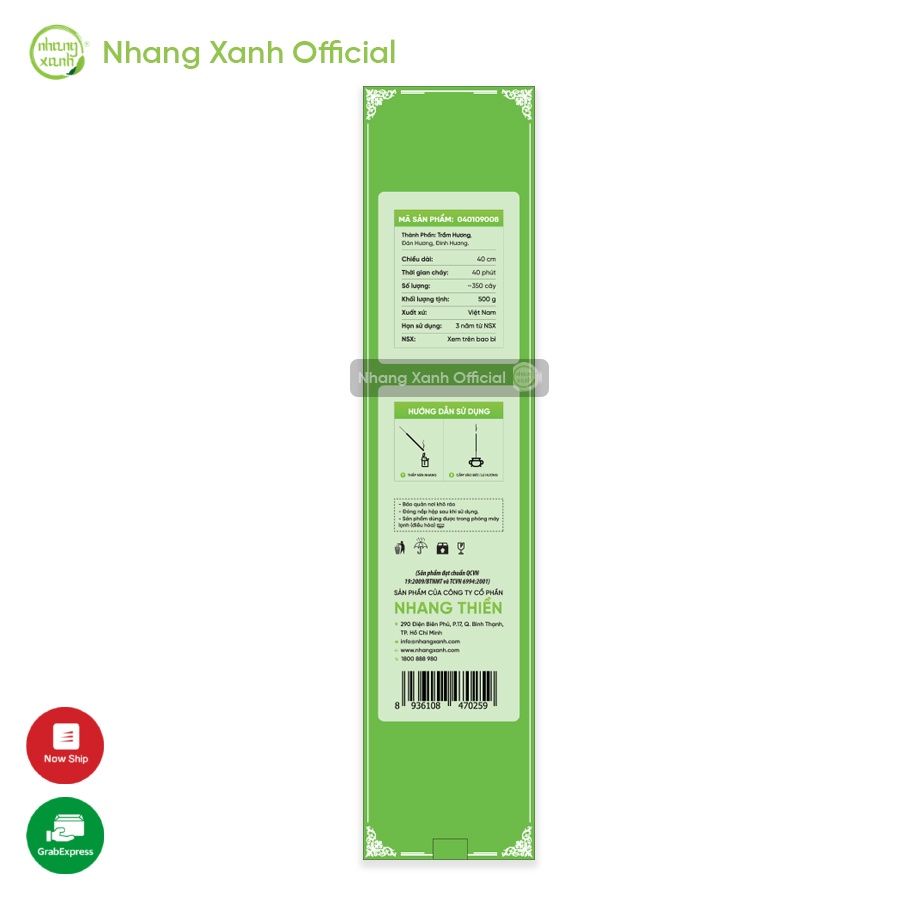 [ BÁN CHẠY ] Nhang Xanh Phổ Thông 40cm - Mùi hương dịu nhẹ, tự nhiên, không hóa chất độc hại - Hộp 500gr