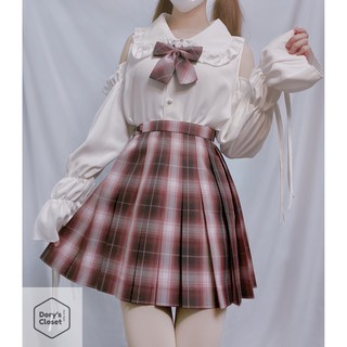 Chân váy JK  màu socola kèm nơ Dory’s Closet