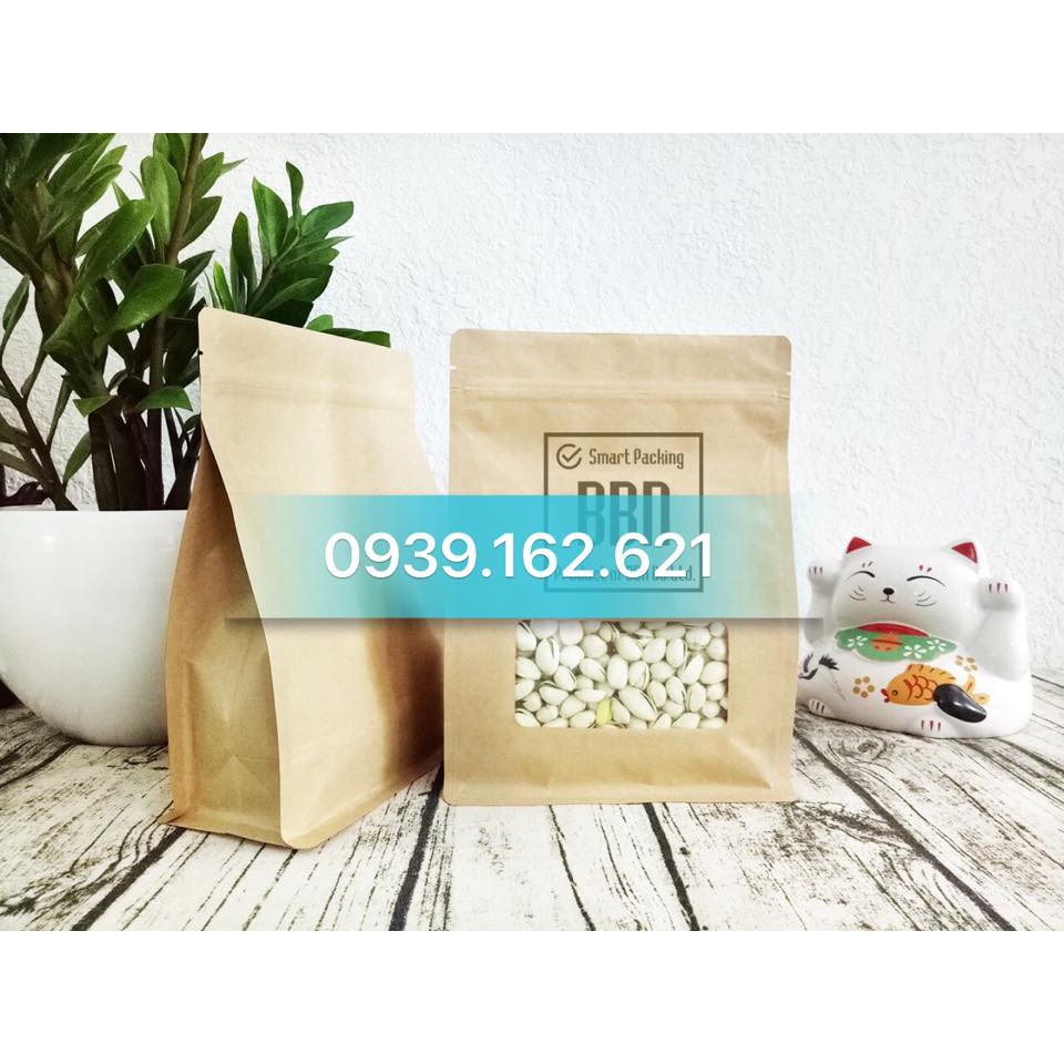 1kg Túi FB giấy Kraff có cửa sổ đáy bằng loại 1kg 20x28 cm