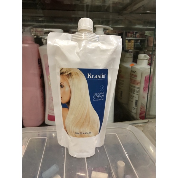 Kem nâng tông , kem tẩy tóc bleaching cream karatin bich 500ml   dạng kem siêu mạnh lên levo 9 không gây khô tóc