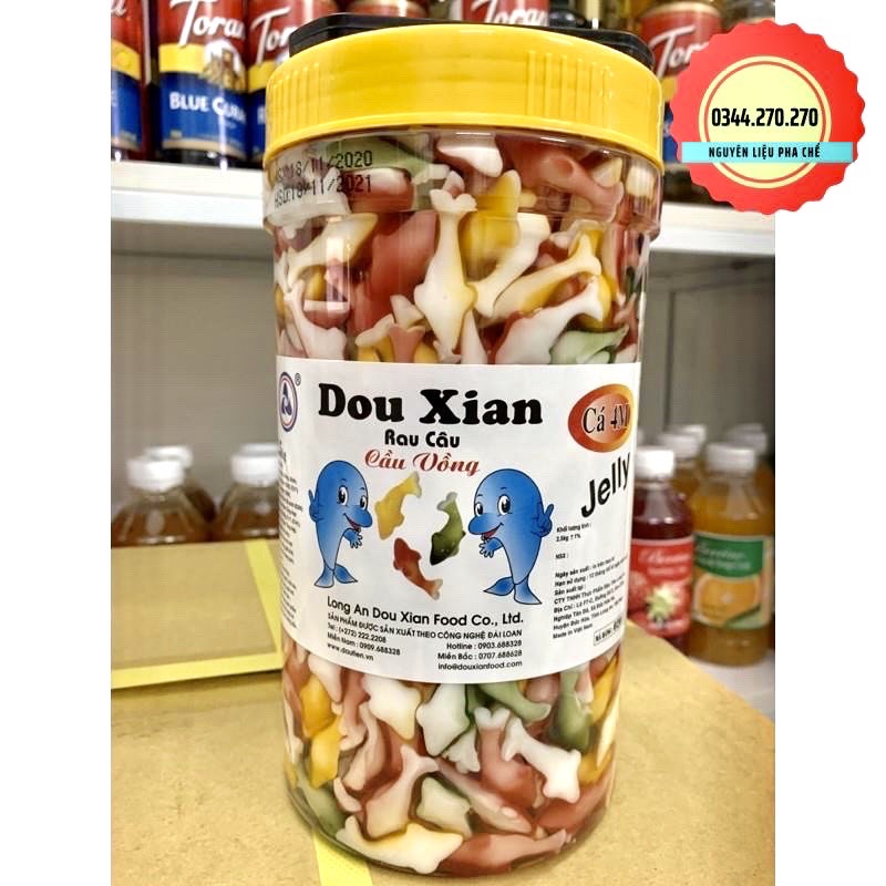 Thạch cá heo nhiều màu Hàng Huy (Duo Xian) hộp 2,5kg chuyên dùng pha món trà chanh con cá