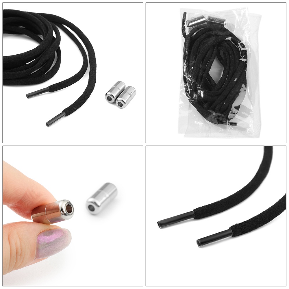 Cặp dây giày thể thao không cần buộc có khóa kim loại nhanh chóng co giãn tiện lợi