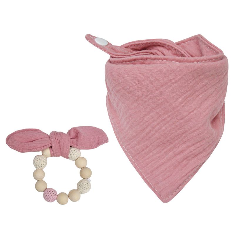 Set 2 Yếm Cotton Mềm Mại Hình Tam Giác Đeo Cổ Tay Cho Bé Gặm Nướu