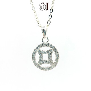 Dây chuyền bạc nữ mặt kim tiền đá trắng nhỏ bạc MĐJ 060