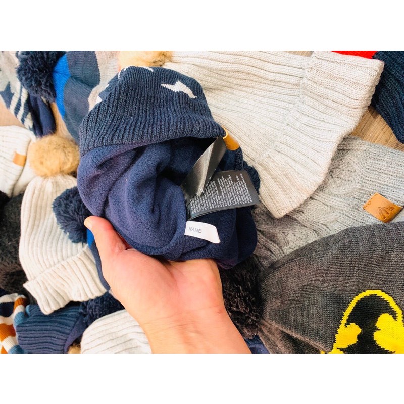 Mũ len lót nỉ Hm dư xịn cho bé trai/bé gái