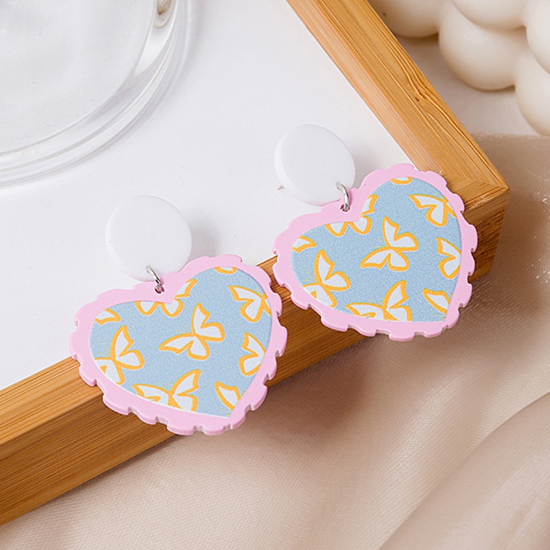 1 Đôi Bông Tai Xỏ Lỗ Hình Trái Tim Thời Trang Dành Cho Tuổi Teen Và Nữ