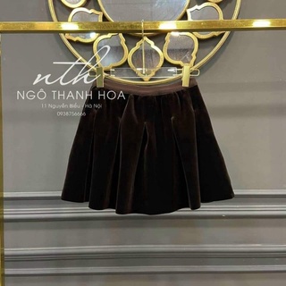chân váy nhung xếp ly