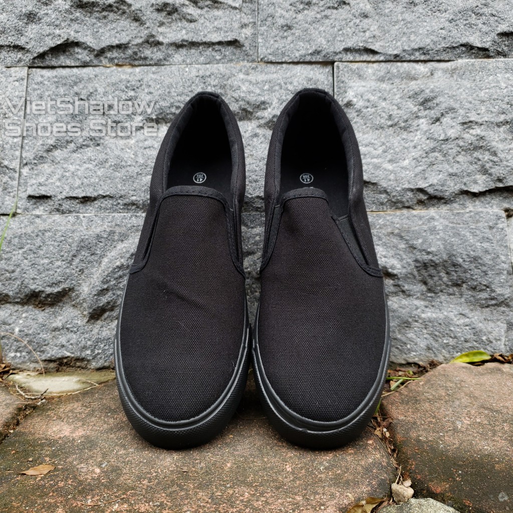 Slip on nam - Giày lười vải "little star" - Vải thô màu đen full - Mã A511 | BigBuy360 - bigbuy360.vn