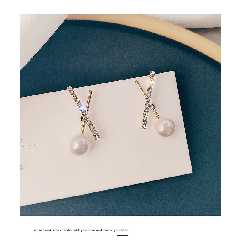 Bông Tai Mạ Bạc 925 đính đá ngọc trai nhân tạo Xinh Xắn Phong Cách Hàn Quốc BO15