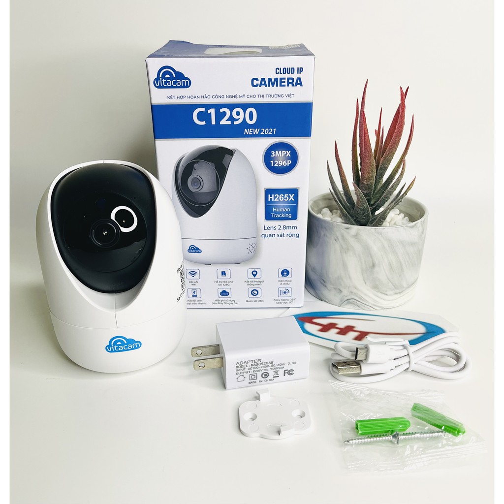Camera IP Wifi Vitacam C1290 (New 2021) 3.0Mp Ultra HD, Quan Sát Ban Đêm Xoay 360 Độ | BigBuy360 - bigbuy360.vn