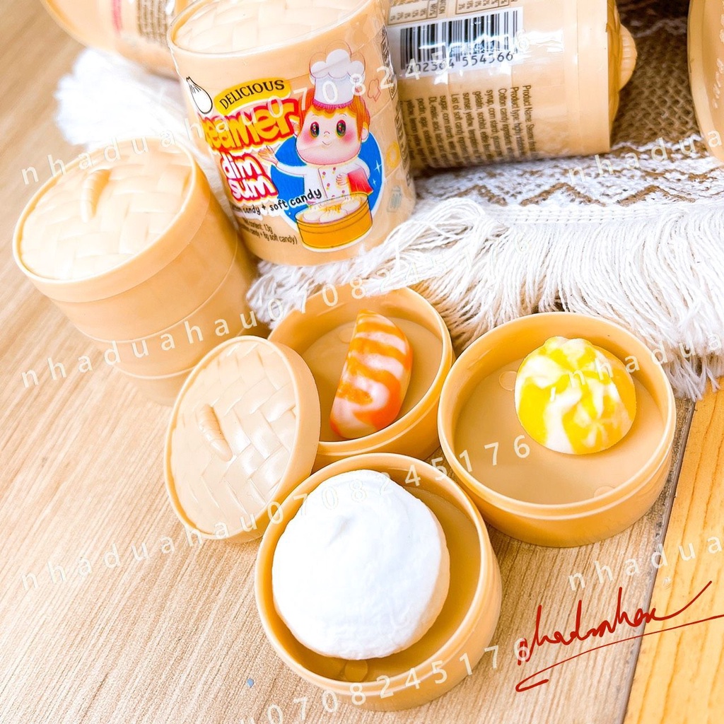 Kẹo dẻo kèm đồ chơi hình xửng hấp bánh bao dimsum 4 tầng Đầu Bếp Hongkong cái 40gam