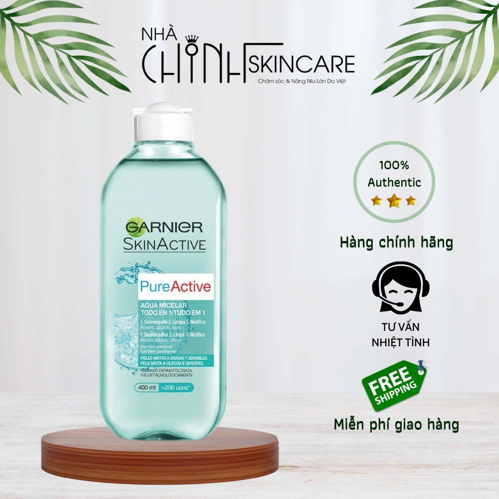 Nước tẩy trang Garnier Nga 400ml, 125ml nắp trắng vỏ xanh - Nhà Chinh Skincare