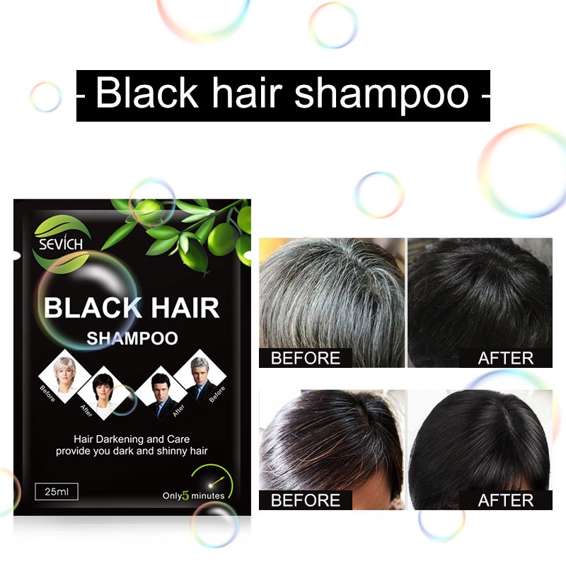 Set 5/ 10 gói dầu gội SEVICH thảo mộc tự nhiên làm đen tóc tức thì trong 5 phút