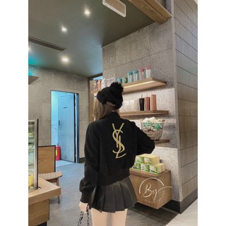 Áo khoác bomber da lộn YSL
