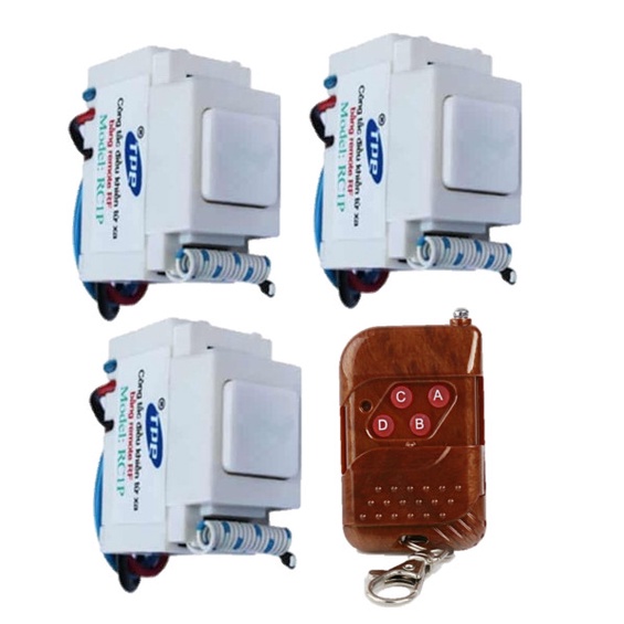 Bộ 3 Hạt công tắc điều khiển từ xa RF 433Mhz - TPE RC1S - 220VAC, 1000W