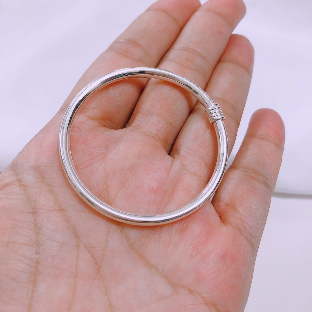 Lắc tay bạc cho bé vòng tròn trơn - Bibi silver - BBS