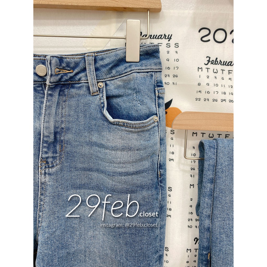 Quần jeans co dãn dáng baggy cạp cao xanh (Ảnh thật) - 3309