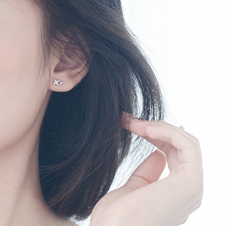 Hoa tai mạ bạc thời trang phong cách Hàn Quốc dành cho nữ