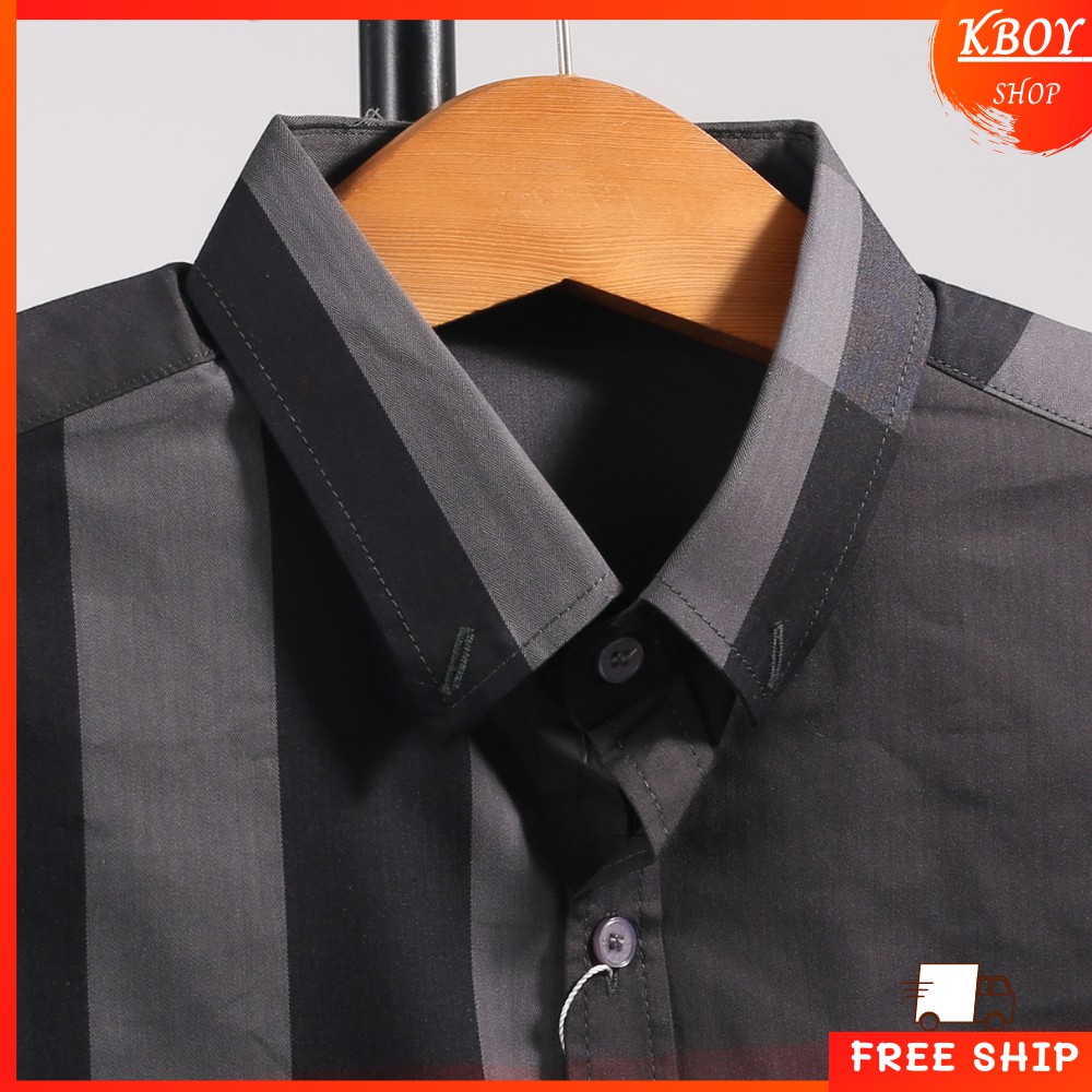 Áo Sơ Mi Tay Dài Nam Chất Liệu Cotton Spandex cổ bẻ kẻ sọc caro form rộng big size thấm hút mồ hôi tốt - T1954 | BigBuy360 - bigbuy360.vn