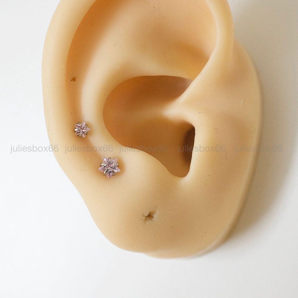 [1 Chiếc] Khuyên Tai Titan Đá Hồng Unisex Màu Bạc Đuôi Bi Không Gỉ Sét Không Ngứa Bông Tai Nam julies box 66