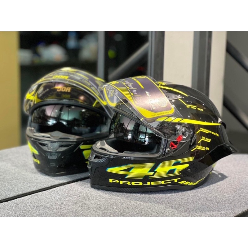 Mũ bảo hiểm Fullface 2 kính ROC R3 - ROC R03 - ROC 03 tem v3 số 46 đen bóng chính hãng cao cấp mo to phượt moto
