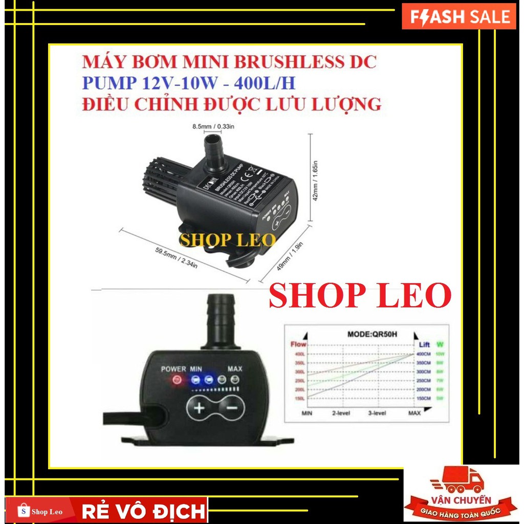 BƠM MINI 12V-10W (400L/H) ĐIỀU CHỈNH ĐƯỢC LƯU LƯỢNG- BƠM CHÌM MINI - BƠM KHÔNG CHỔI THAN