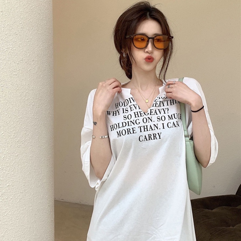 IELGY Áo Thun Ngắn Tay Cổ Chữ V Dáng Ôm Thời Trang Mùa Hè Hàng Mới Dành Cho Bạn Nữ