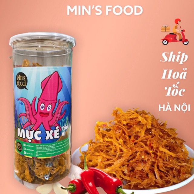 Khô mực xé sợi cay tẩm gia vị loại 250g shop MIN'SFOOD đồ ăn vặt ngon rẻ đảm bảo chất lượng