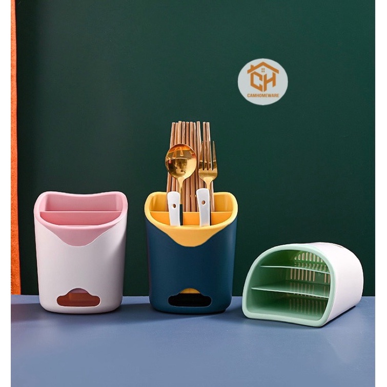 Ống đựng Dao Thông Minh 3 Ngăn Tiện Dụng Có Lỗ Thoát Nước Dính Tường, Ống Hộp Đựng Thìa, Đũa, Nĩa