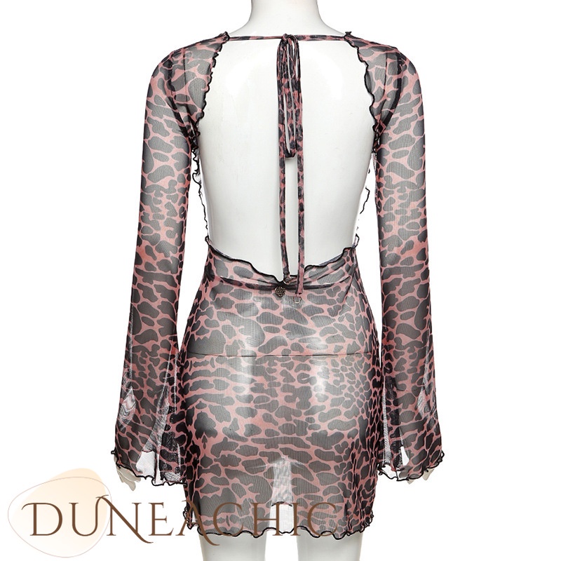 DUNEA Đầm Tay Loe Hở Lưng Gợi Cảm Dành Cho Nữ