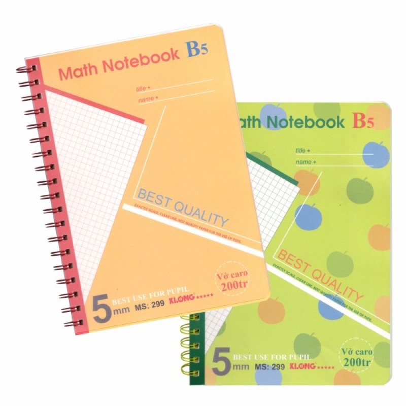 Sổ lò xo KLONG caro math notebook 200 Trang