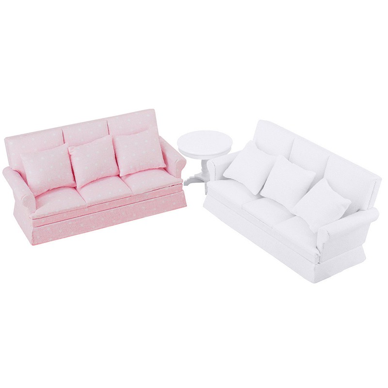 Mô hình đồ nội thất mini ghế mềm với gối cho nhà búp bê