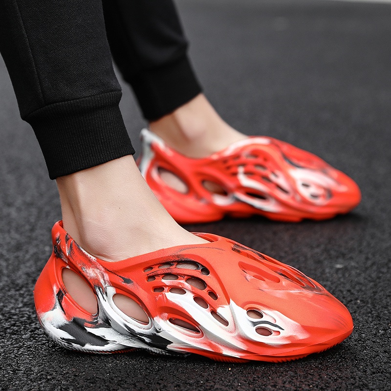 Giày Sandal Lỗ Rỗng Màu Rằn Ri Chống Trượt Size 36-45 Cho Nam Đi Biển Ngoài Trời