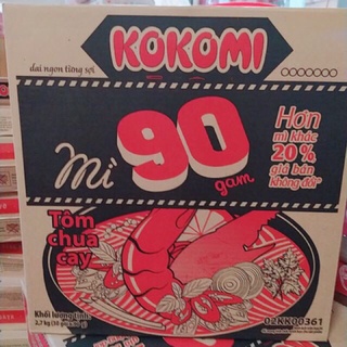 thùng mì tôm kokomi đại tôm chua cay 30 gói x90 gam