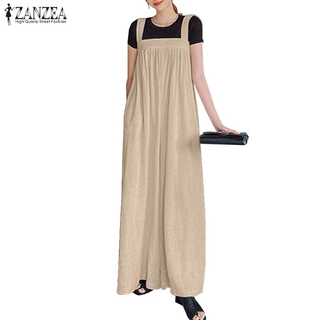 ZANZEA Jumpsuit dáng rộng thiết kết không tay thời trang cho nữ