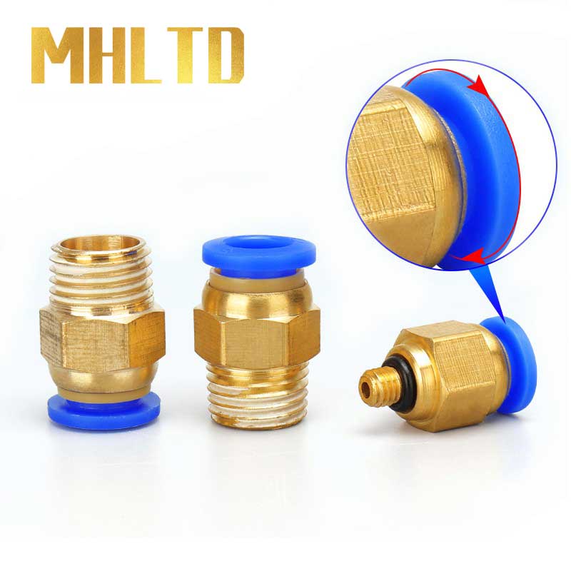 Đầu Nối Ống Khí Nén Bằng Đồng Thau 4mm 6mm 8mm 10mm 1 / 8 1 / 4 3 / 8 1 / 2