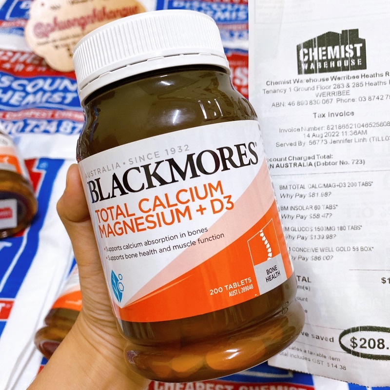 HÀNG CHUẨN AIR MUA TẠI ÚC- VIÊN UỐNG PHÒNG NGỪA BỆNH LOÃNG XƯƠNG CANXI BLACKMORES TOTAL CALCIUM & MAGNESIUM D3 200 VIÊN