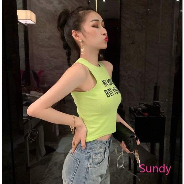 Áo Hai Dây In Chữ Quyến Rũ Thời Trang Hè Cho Nữ