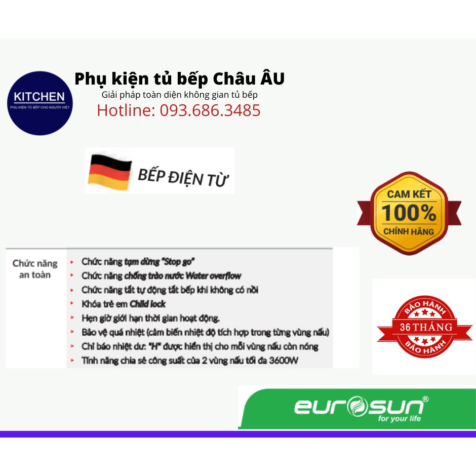 BẾP TỪ 2 VÙNG NẤU EUROSUN EU-TE509MAX chính hãng