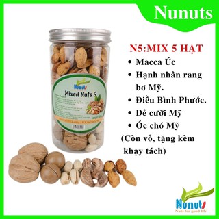 500G Mix 5 hạt còn vỏ ( macca úc, hạnh nhân rang bơ, hạt điều, hạt dẻ cười, hạt óc chó) shop Thúy Anh