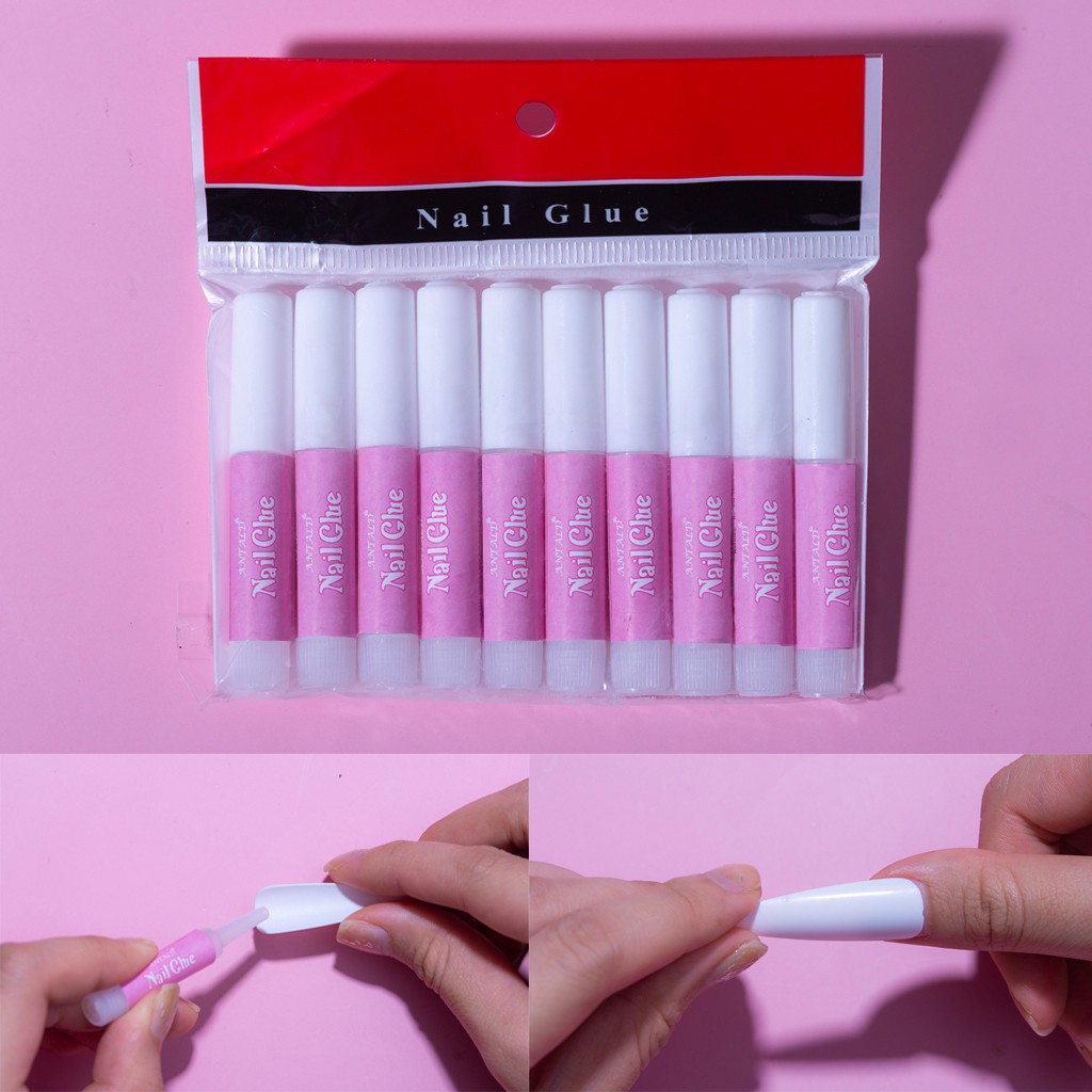 Set 10 tuýp keo dán móng giả Nail Glue chính hãng (loại tuýp nhỏ 2g tiện lợi)